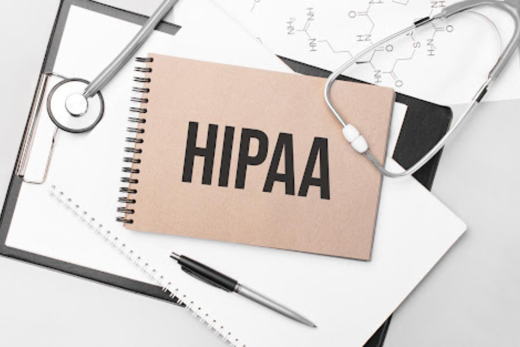 HIPPA sign with medical props