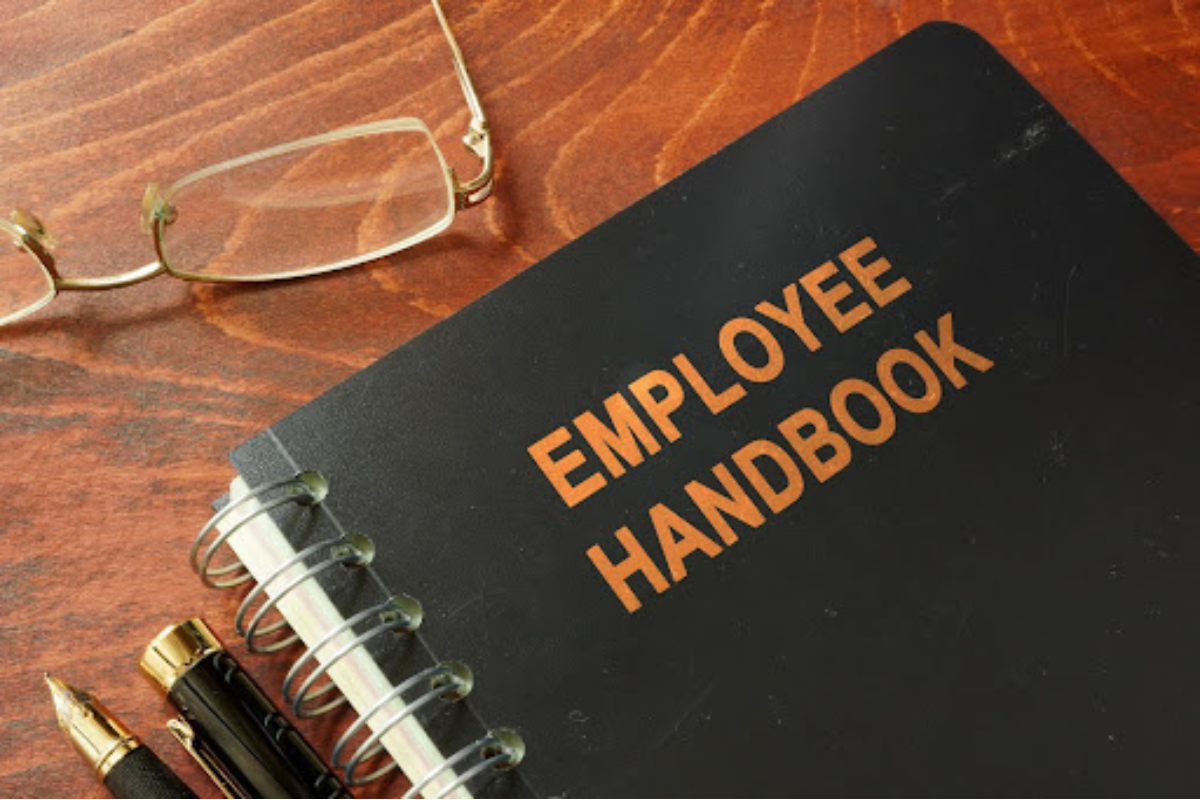 Employee handbook on a desk